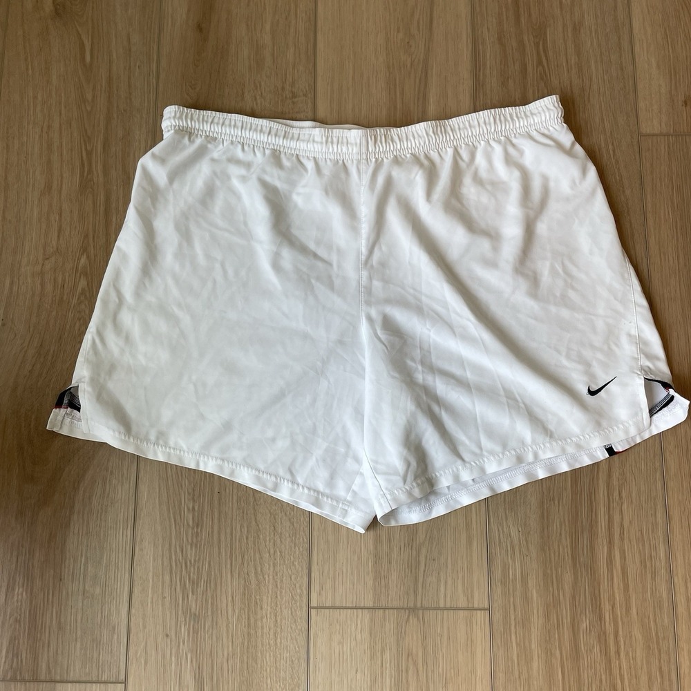 Vintage Nike White Athletic Shorts Embroidered Swoosh Size Large Y2K Mens
